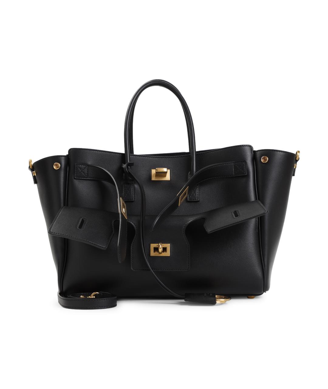 BALENCIAGA Черная кожаная сумка тоут, фото 1