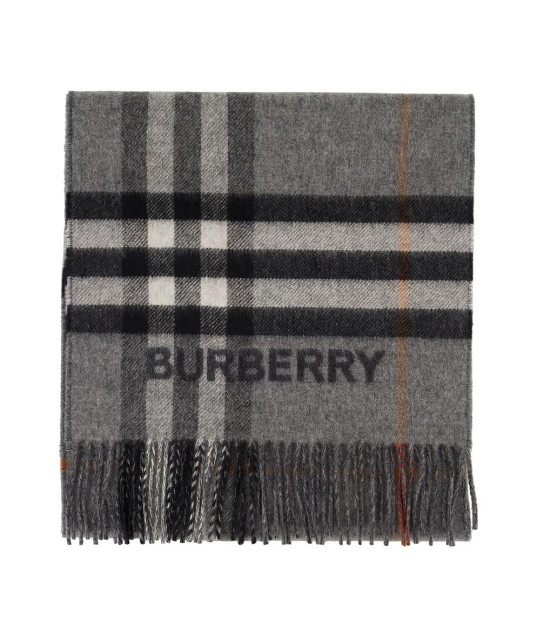 BURBERRY Серый кашемировый шарф, фото 2