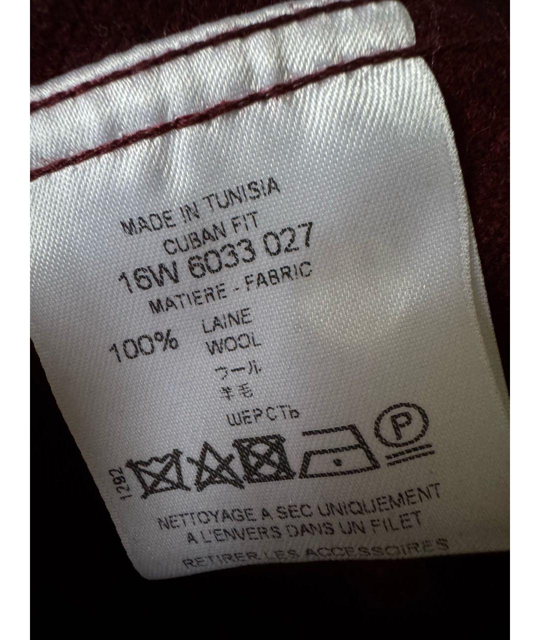 GIVENCHY Бордовая шерстяная кэжуал рубашка, фото 5