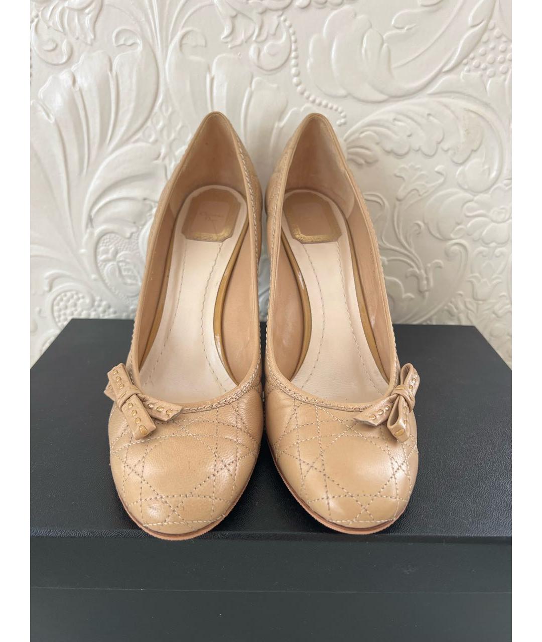 CHRISTIAN DIOR Бежевые кожаные туфли, фото 2