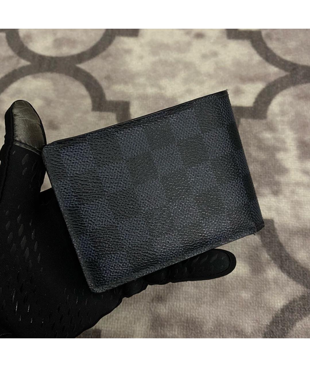 LOUIS VUITTON Антрацитовый кожаный кошелек, фото 3