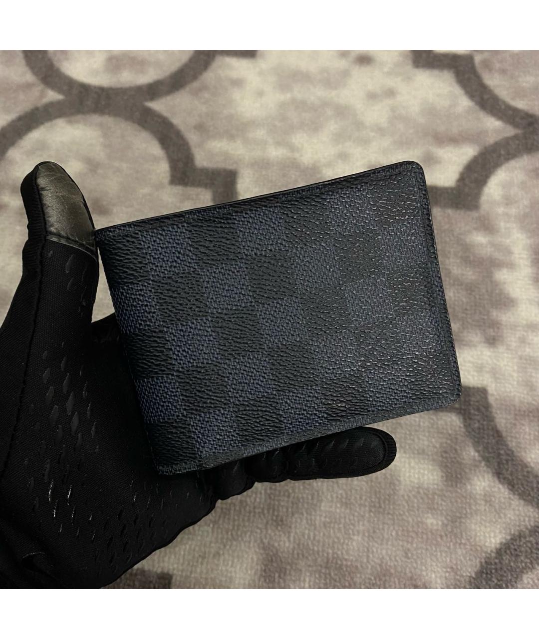 LOUIS VUITTON Антрацитовый кожаный кошелек, фото 2