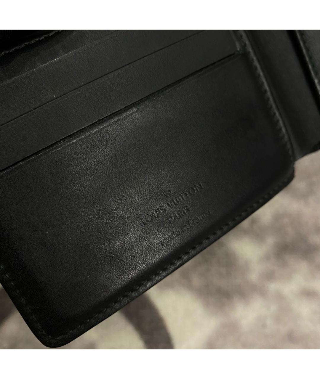 LOUIS VUITTON Антрацитовый кожаный кошелек, фото 5