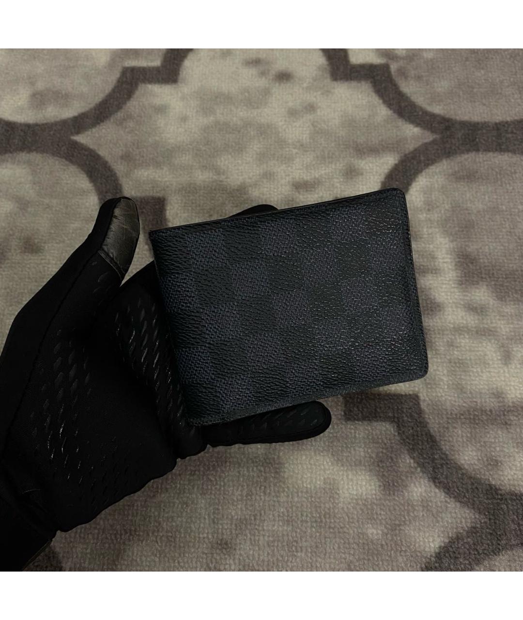LOUIS VUITTON Антрацитовый кожаный кошелек, фото 6