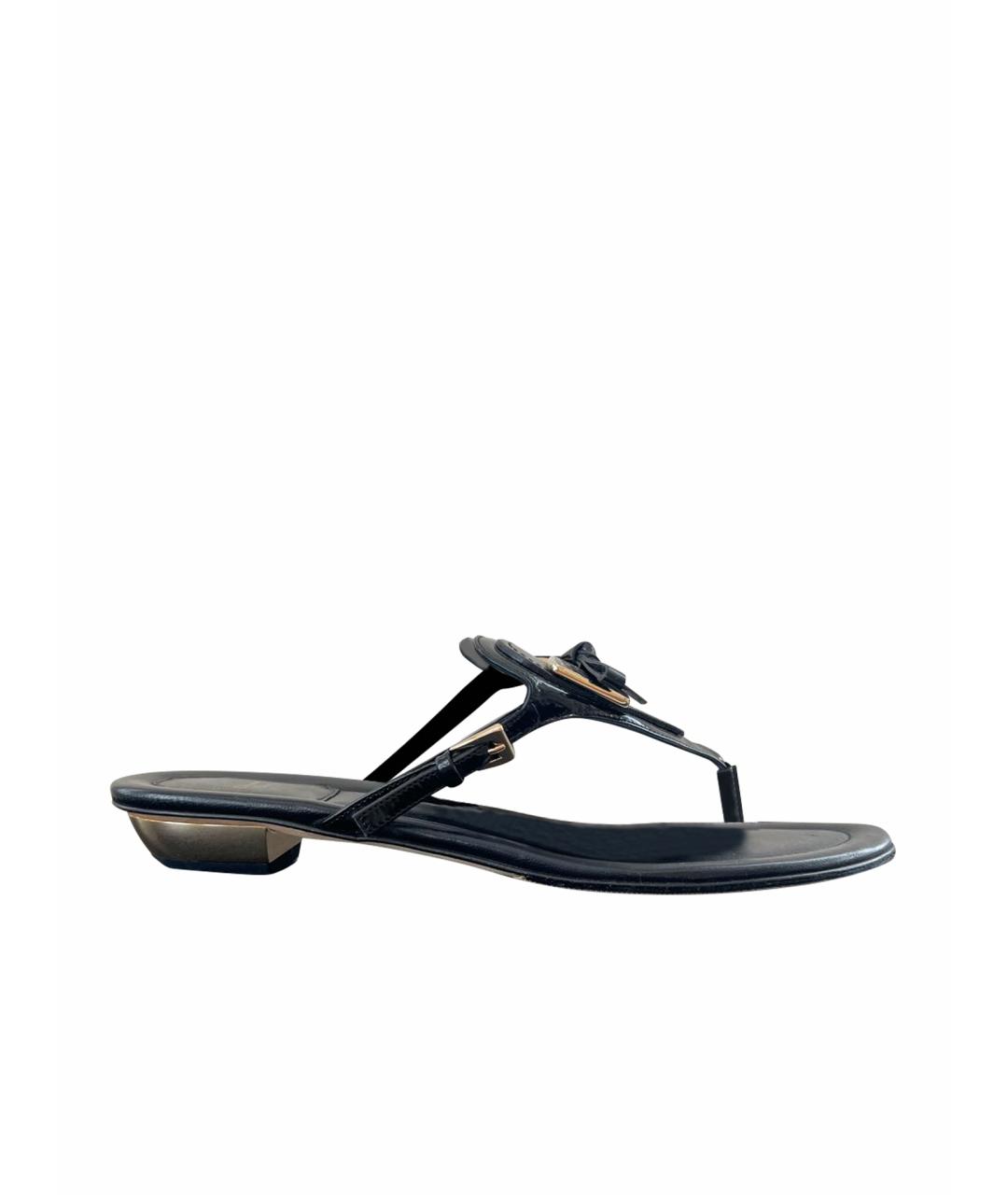 CHRISTIAN DIOR Черные кожаные босоножки, фото 1