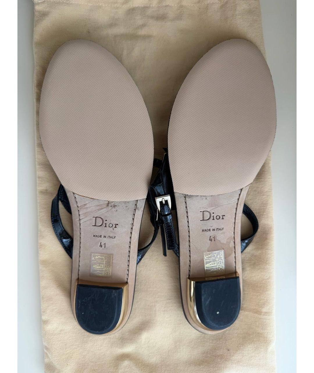 CHRISTIAN DIOR Черные кожаные босоножки, фото 3