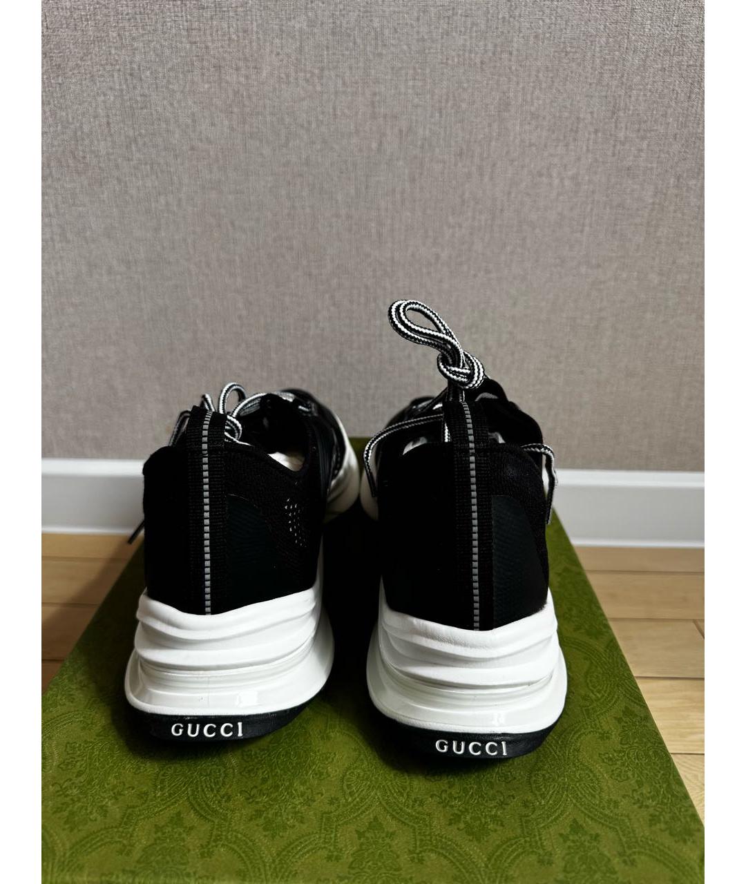 GUCCI Черные текстильные низкие кроссовки / кеды, фото 4