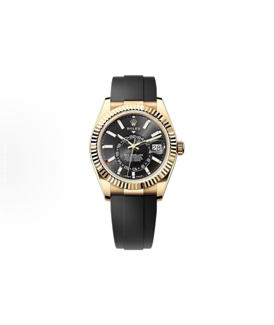 ROLEX Черные часы из желтого золота, фото 3