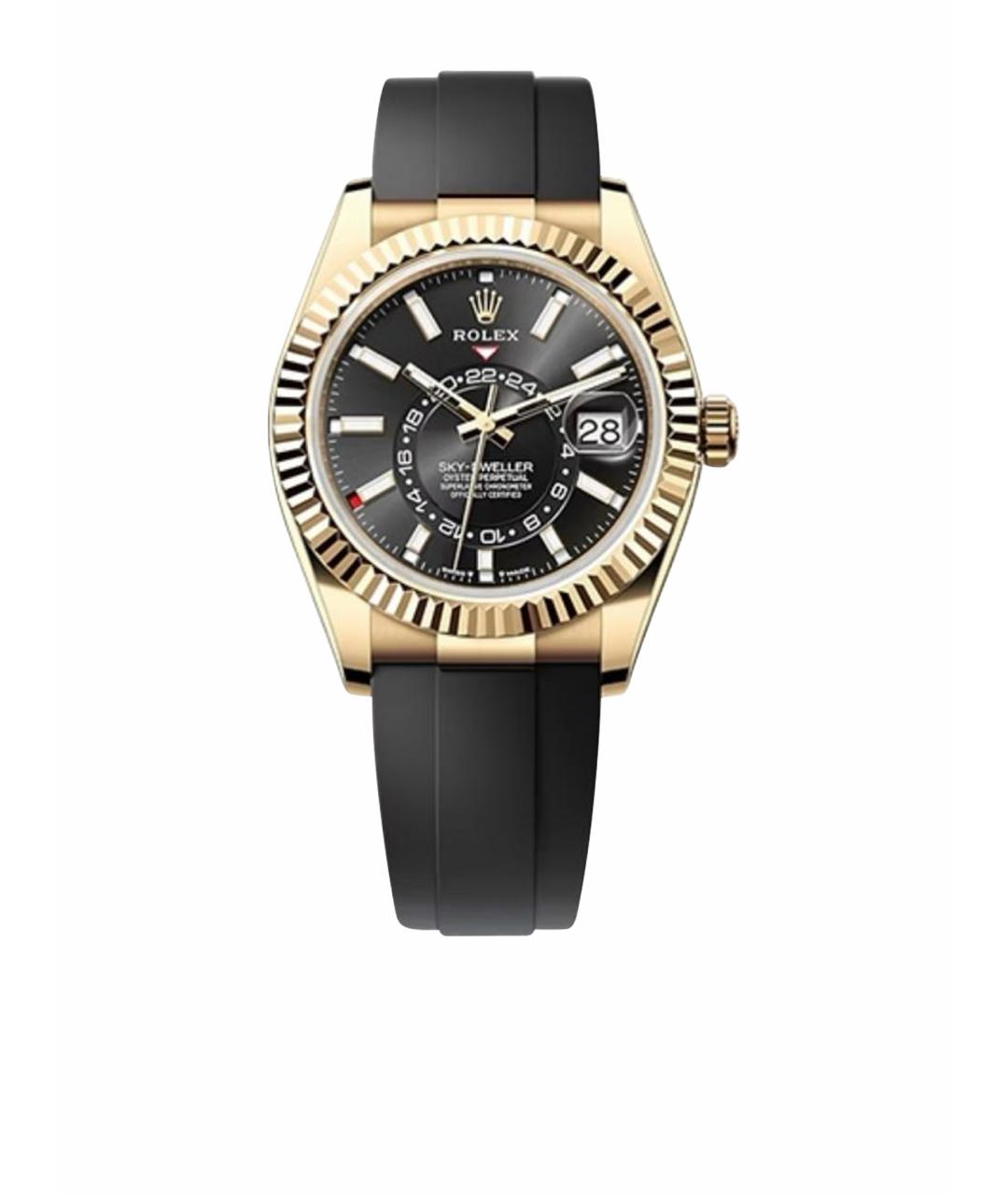 ROLEX Черные часы из желтого золота, фото 1
