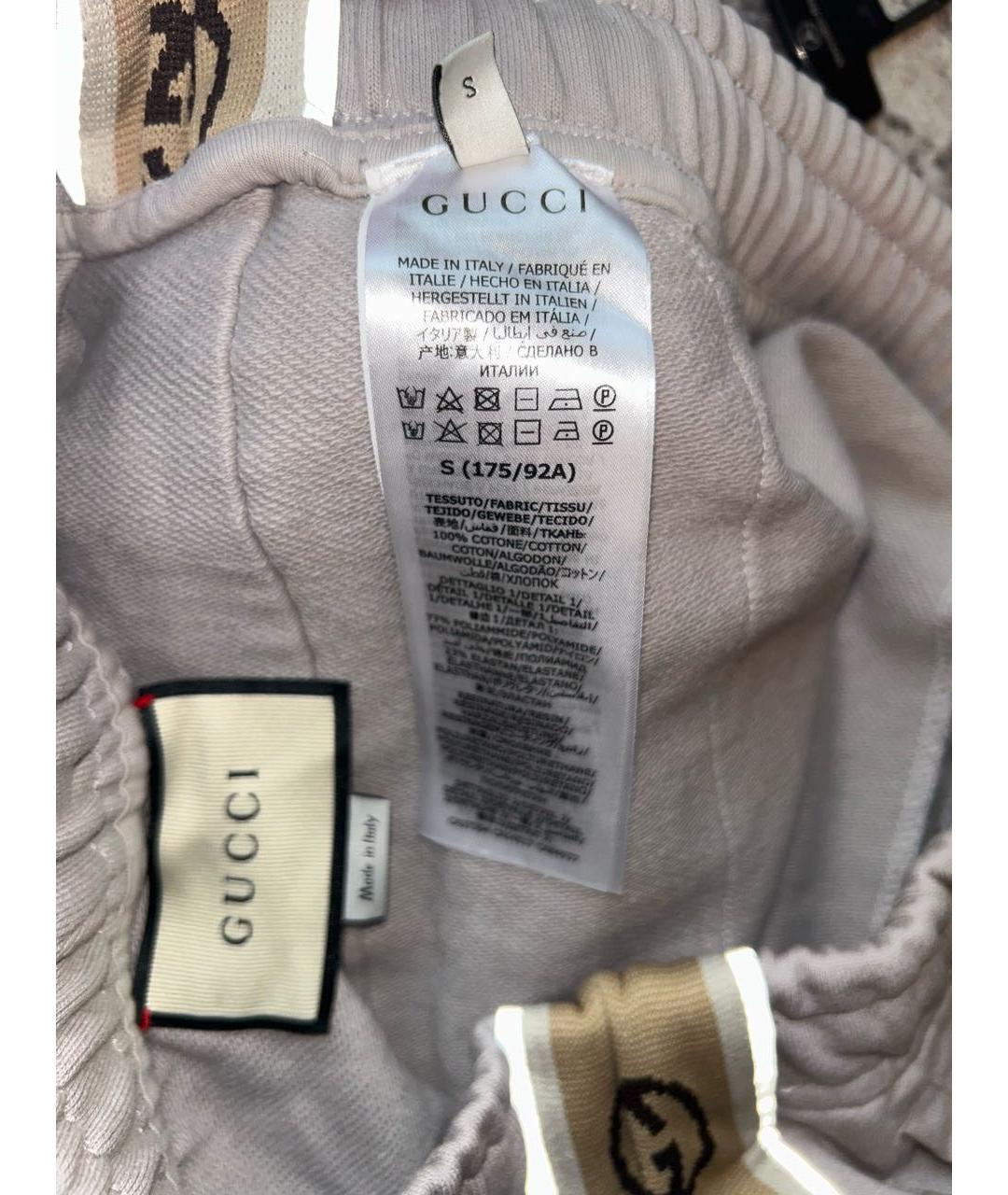 GUCCI Бежевые хлопковые повседневные брюки, фото 4