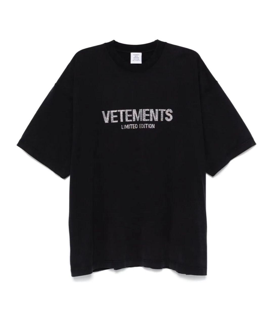 VETEMENTS Антрацитовая хлопковая футболка, фото 1