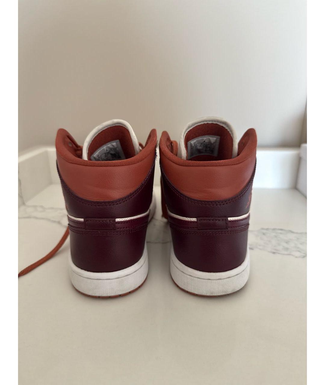 JORDAN Бордовые кожаные кеды, фото 4