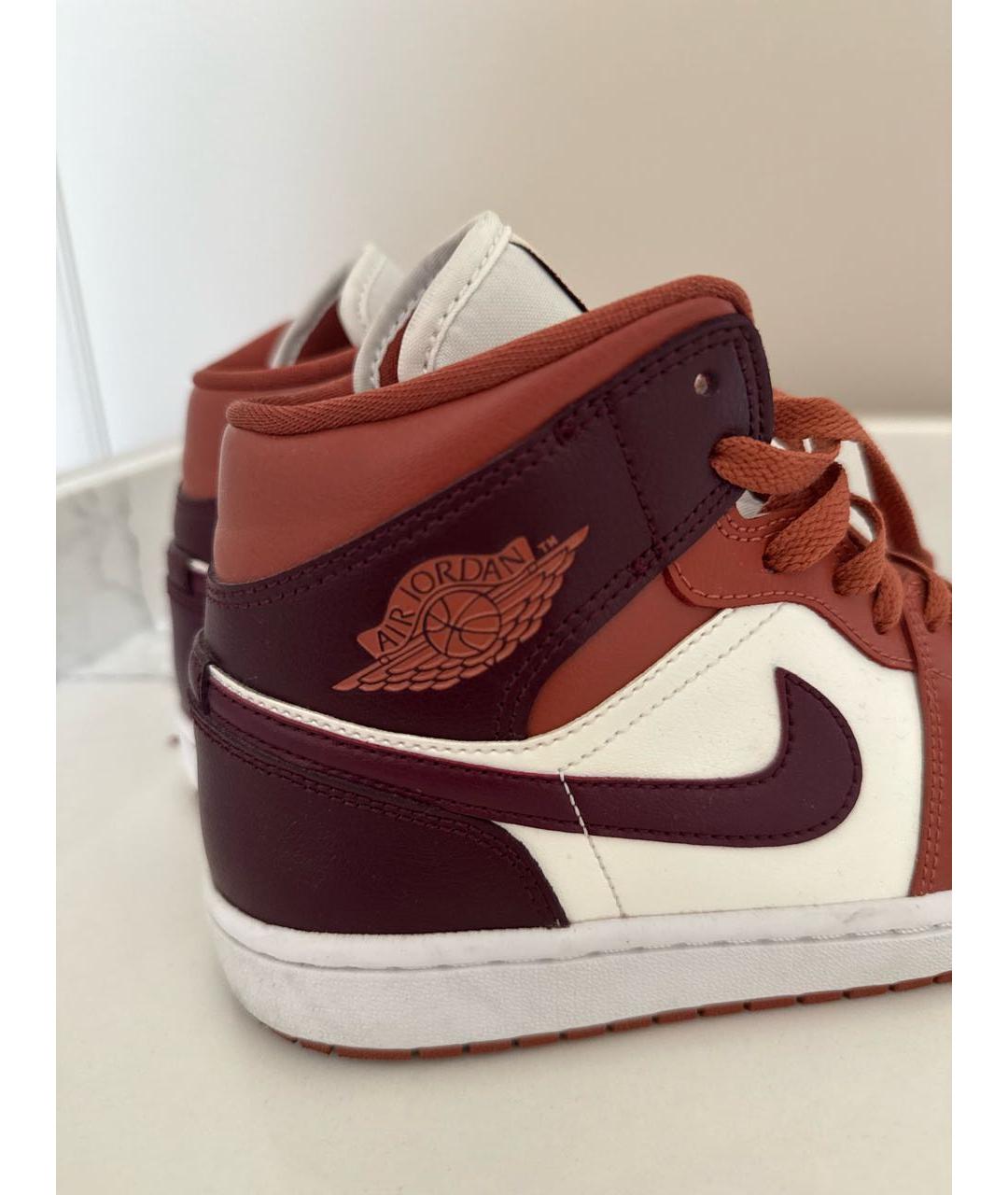 JORDAN Бордовые кожаные кеды, фото 5