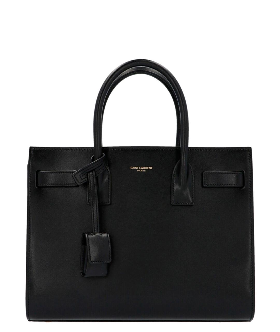 SAINT LAURENT Черная кожаная сумка тоут, фото 1