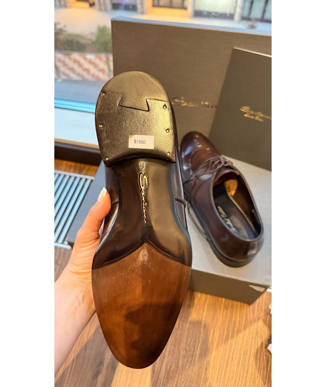 SANTONI Коричневые кожаные туфли, фото 3