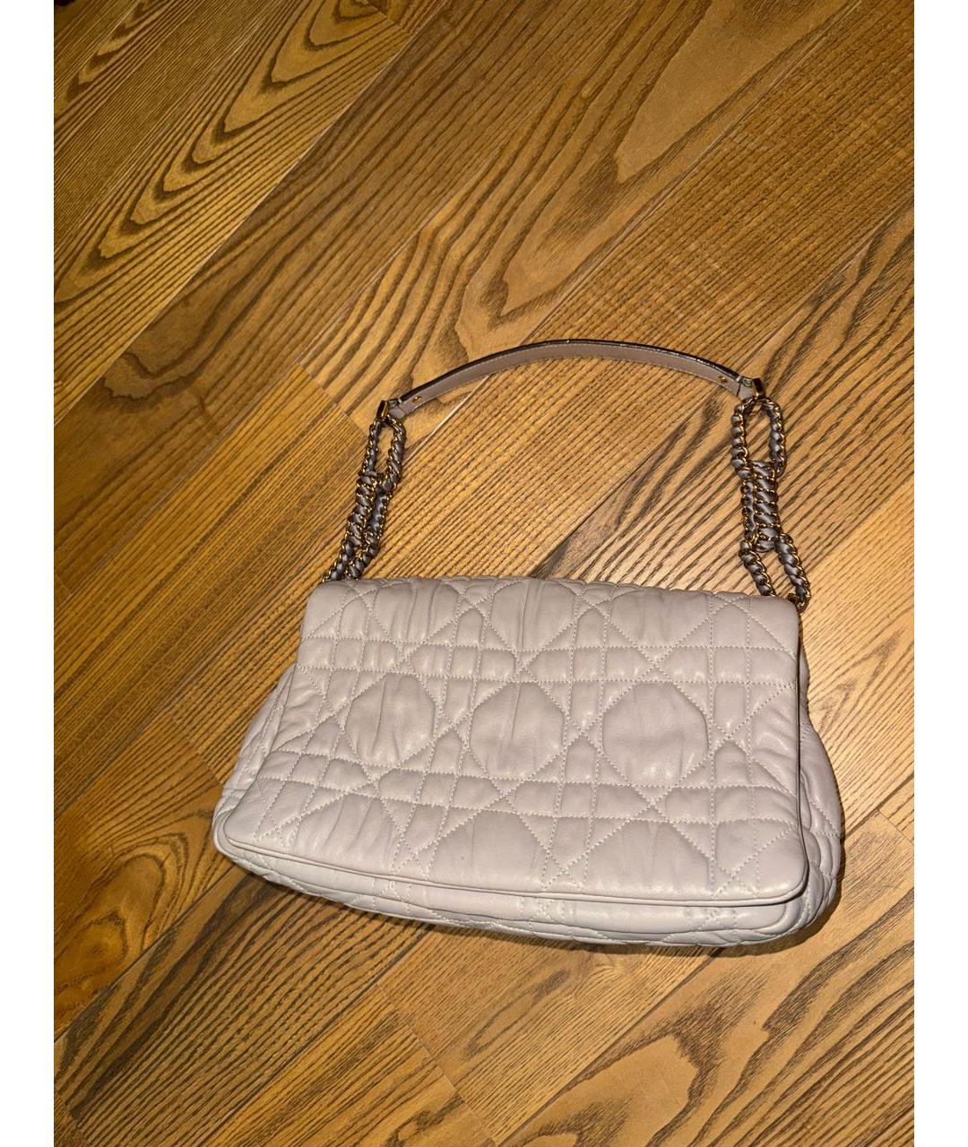CHRISTIAN DIOR Серая кожаная сумка с короткими ручками, фото 5