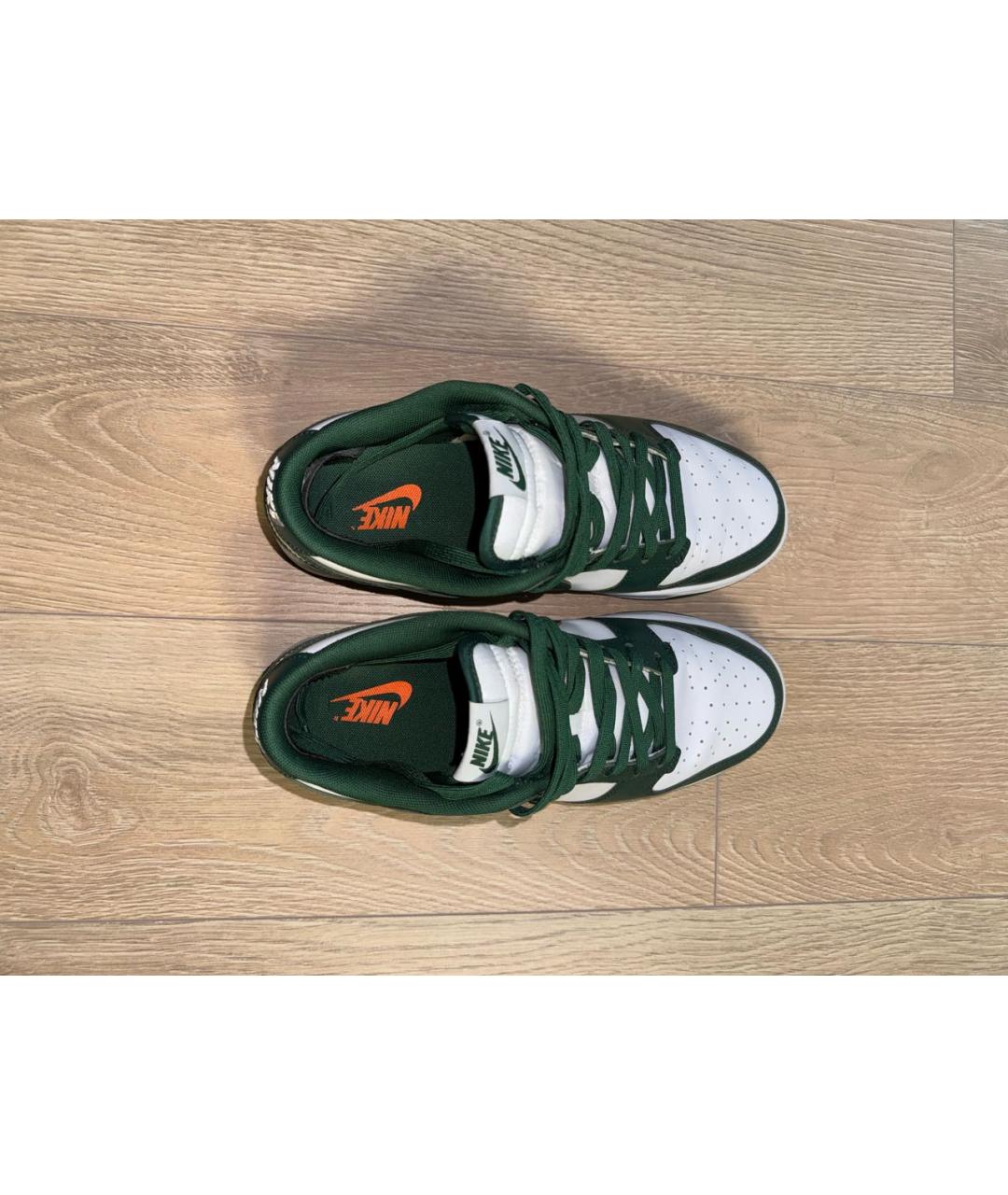 NIKE Зеленые кожаные низкие кроссовки / кеды, фото 3