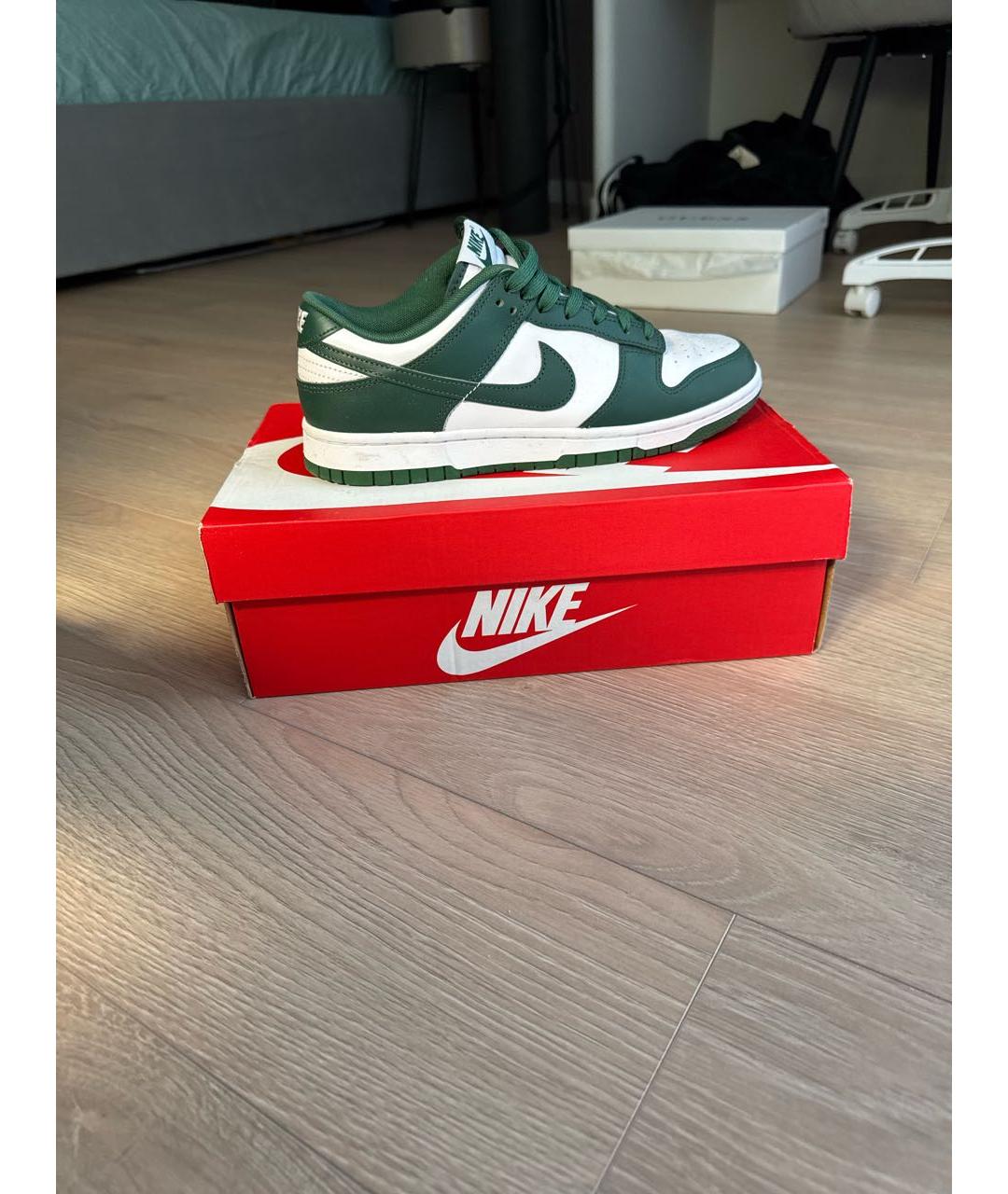 NIKE Зеленые кожаные низкие кроссовки / кеды, фото 5