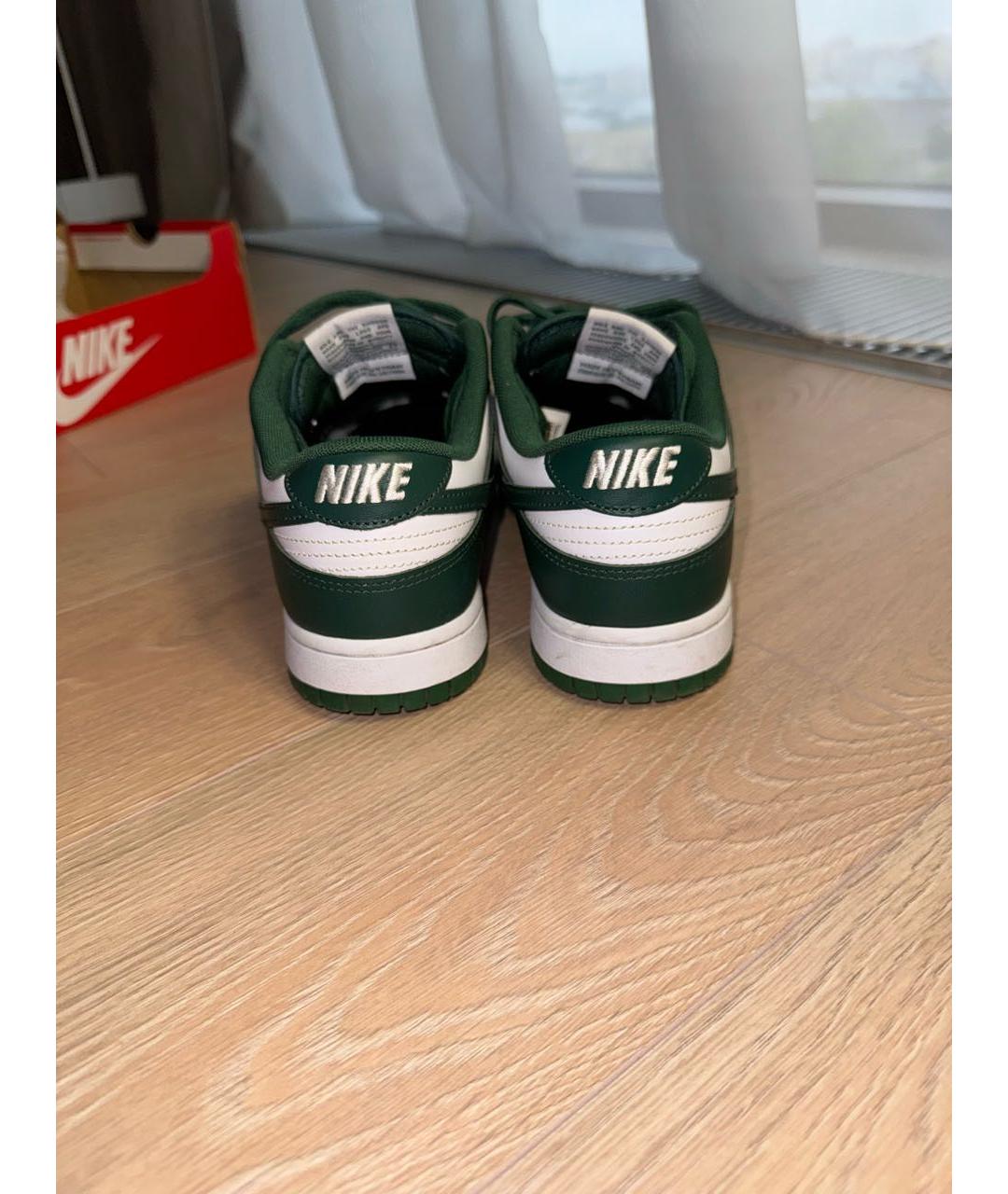 NIKE Зеленые кожаные низкие кроссовки / кеды, фото 4