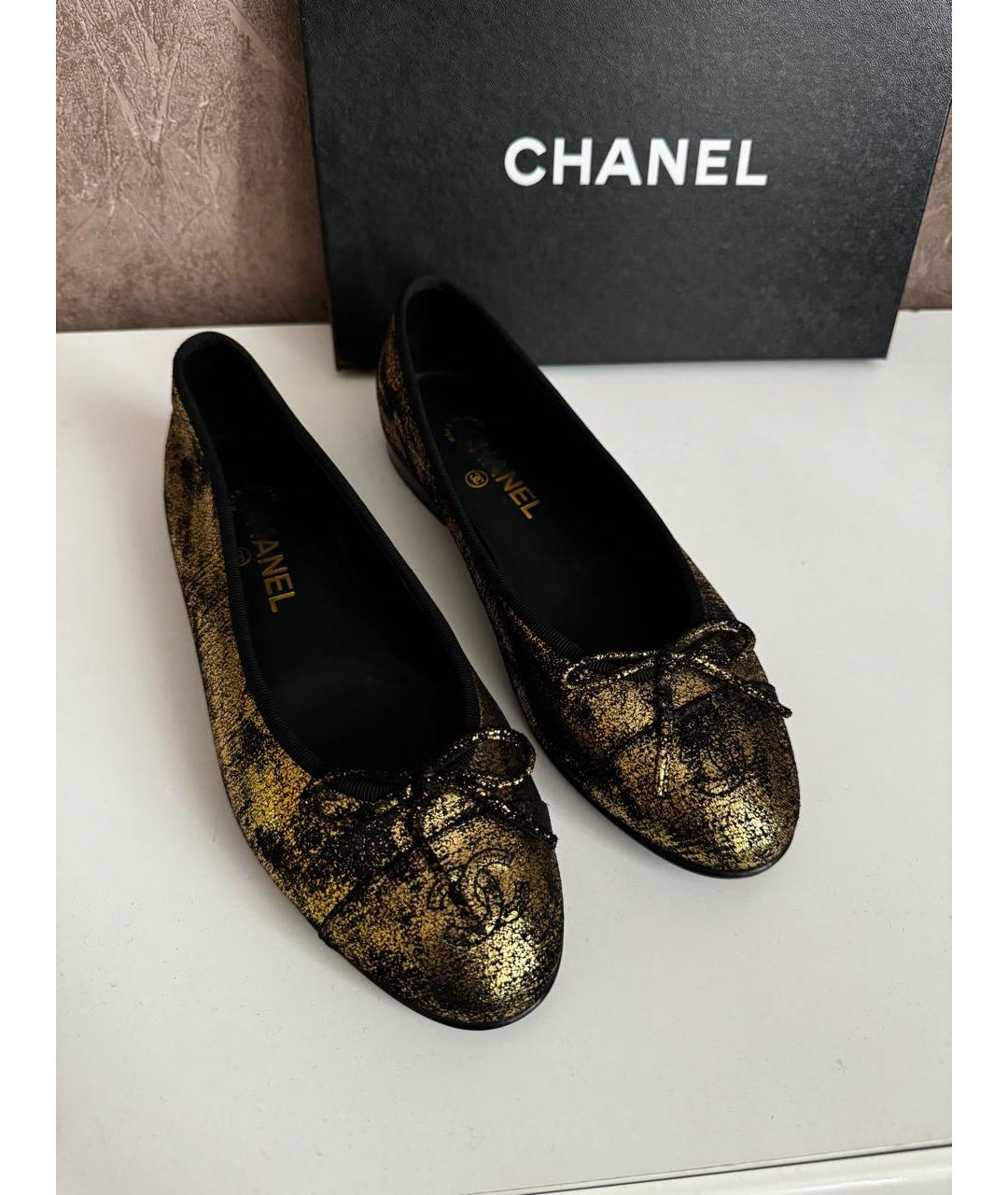 CHANEL Черные кожаные балетки, фото 4