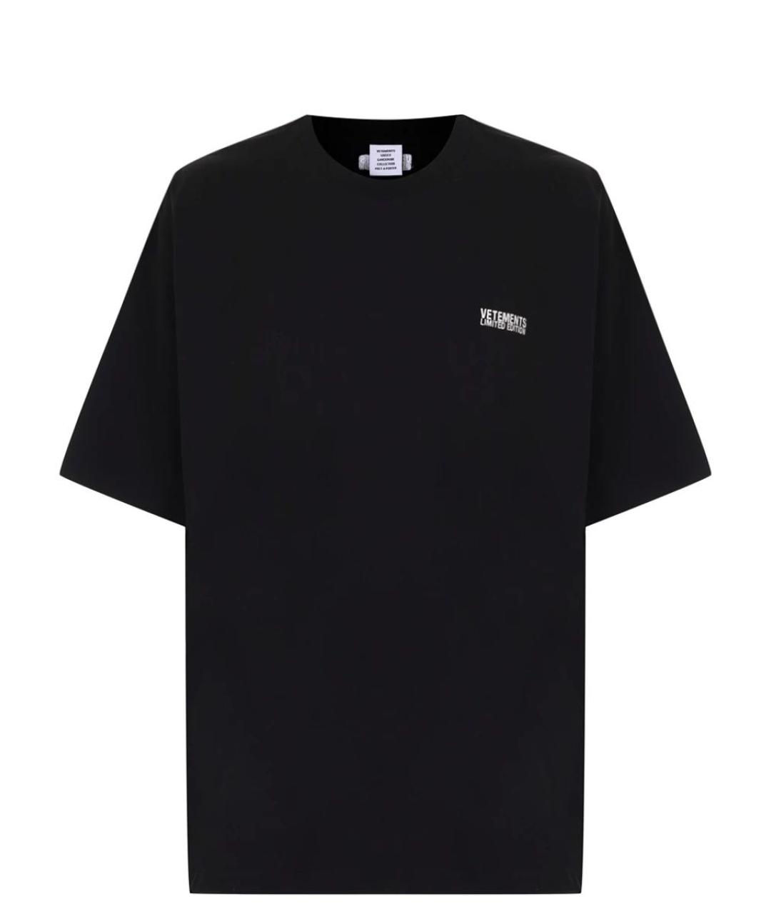 VETEMENTS Черная хлопковая футболка, фото 1