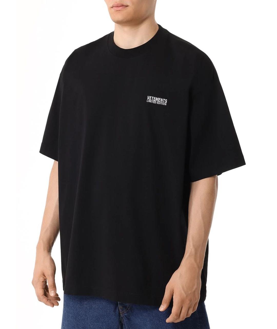 VETEMENTS Черная хлопковая футболка, фото 2