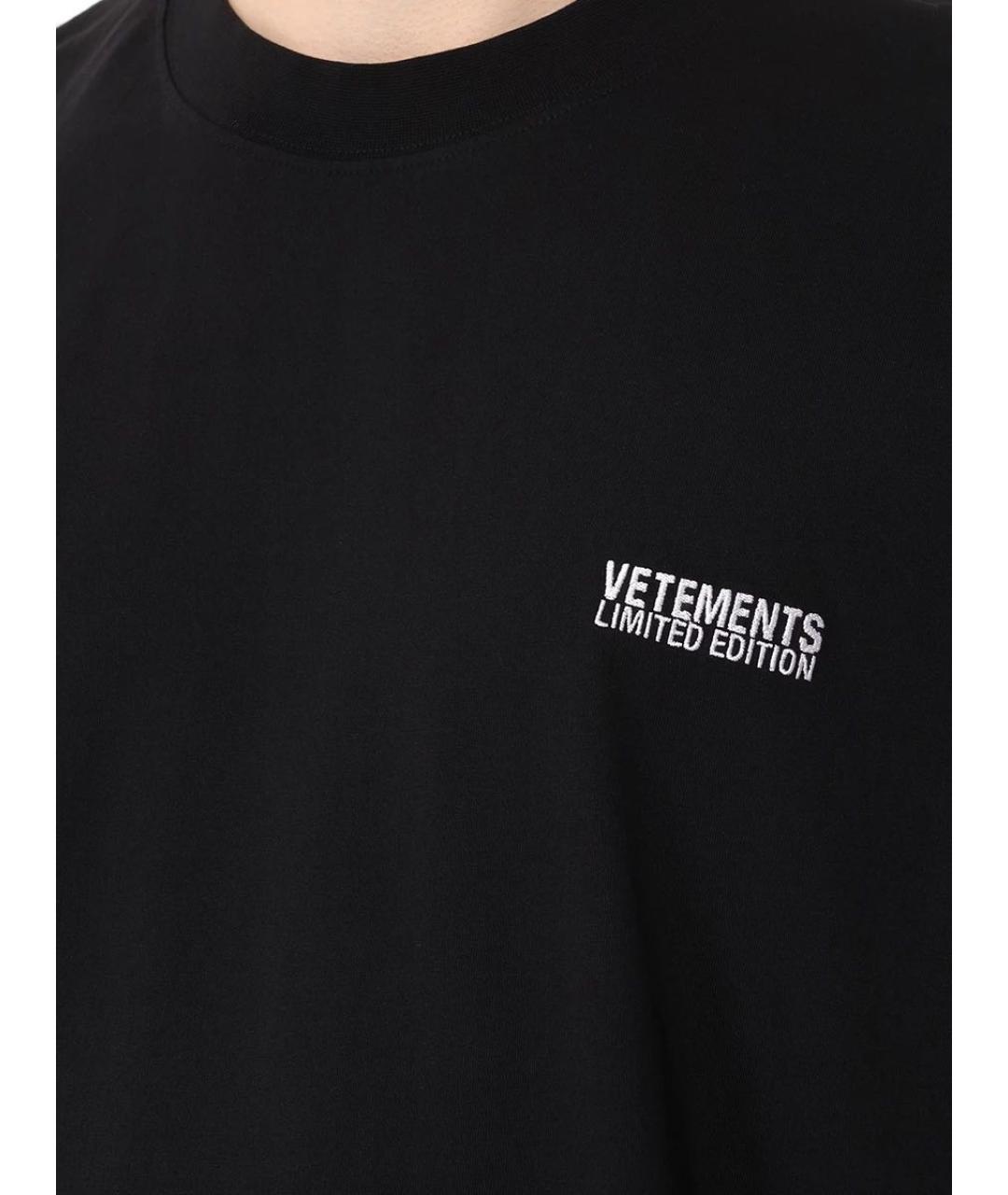VETEMENTS Черная хлопковая футболка, фото 3