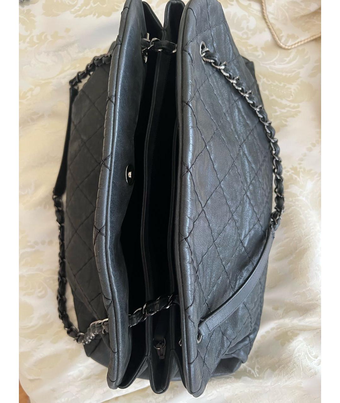 CHANEL Черная кожаная сумка тоут, фото 4