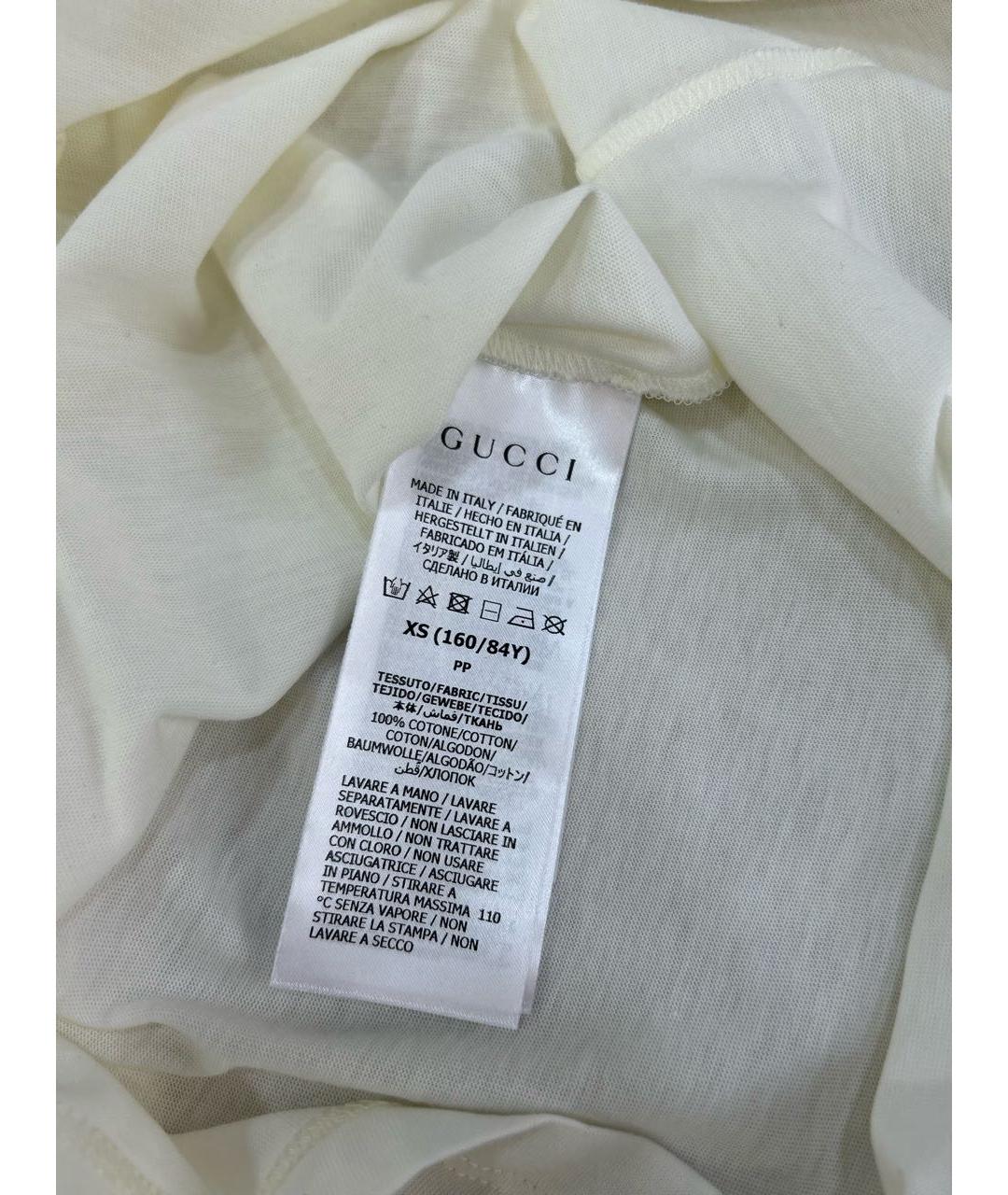 GUCCI Бежевая хлопко-эластановая футболка, фото 7