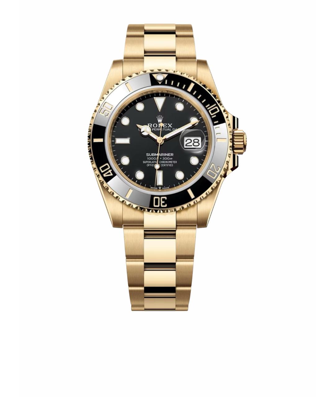 ROLEX Черные часы из желтого золота, фото 1