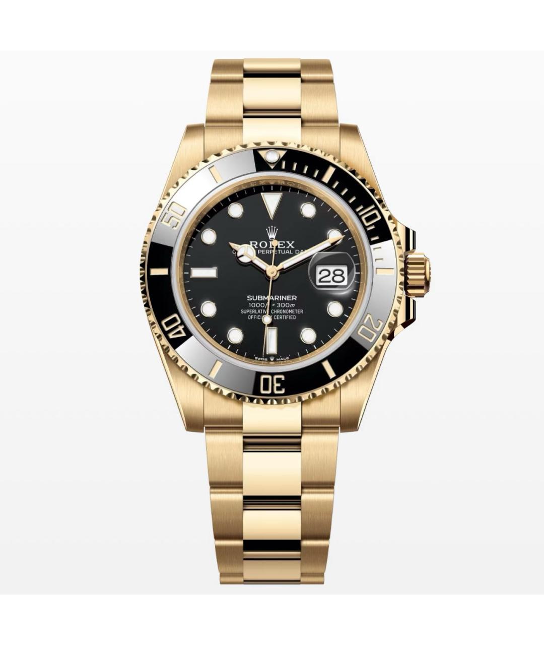 ROLEX Черные часы из желтого золота, фото 2