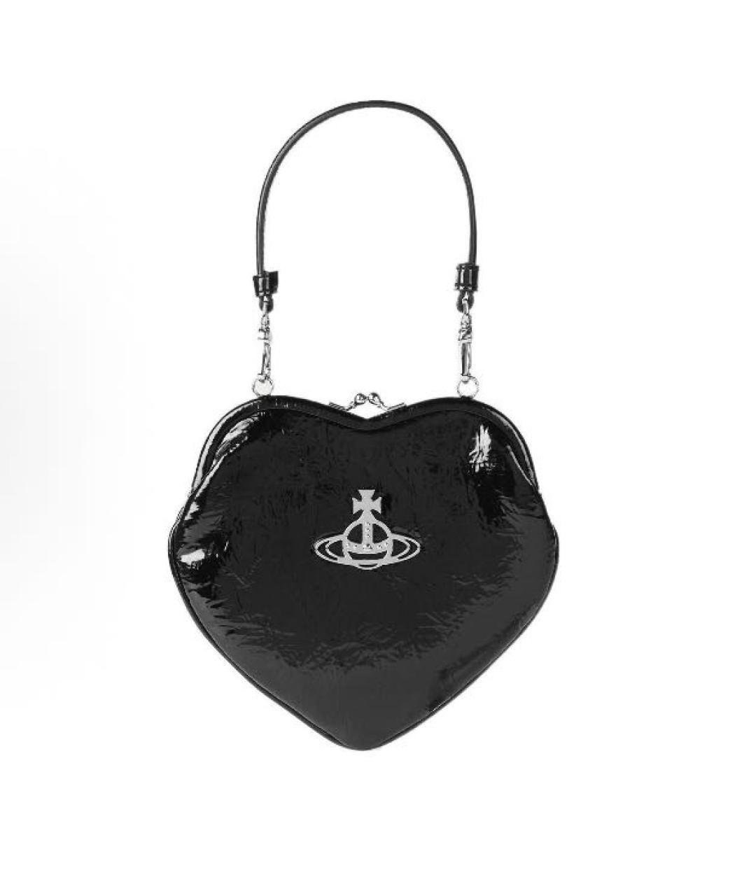 VIVIENNE WESTWOOD Черная сумка с короткими ручками из лакированной кожи, фото 4