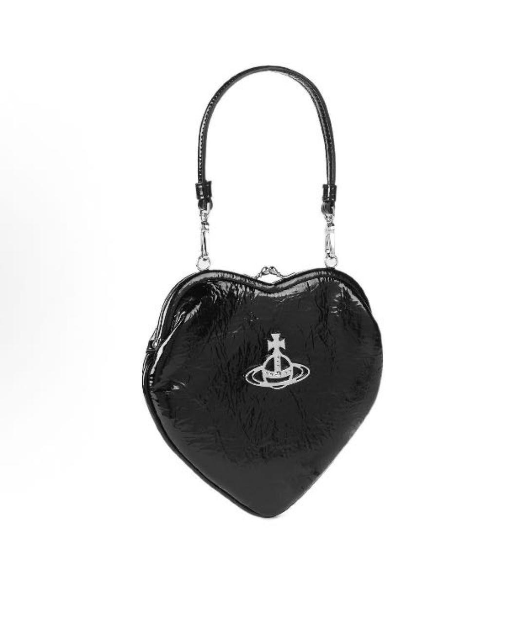 VIVIENNE WESTWOOD Черная сумка с короткими ручками из лакированной кожи, фото 2