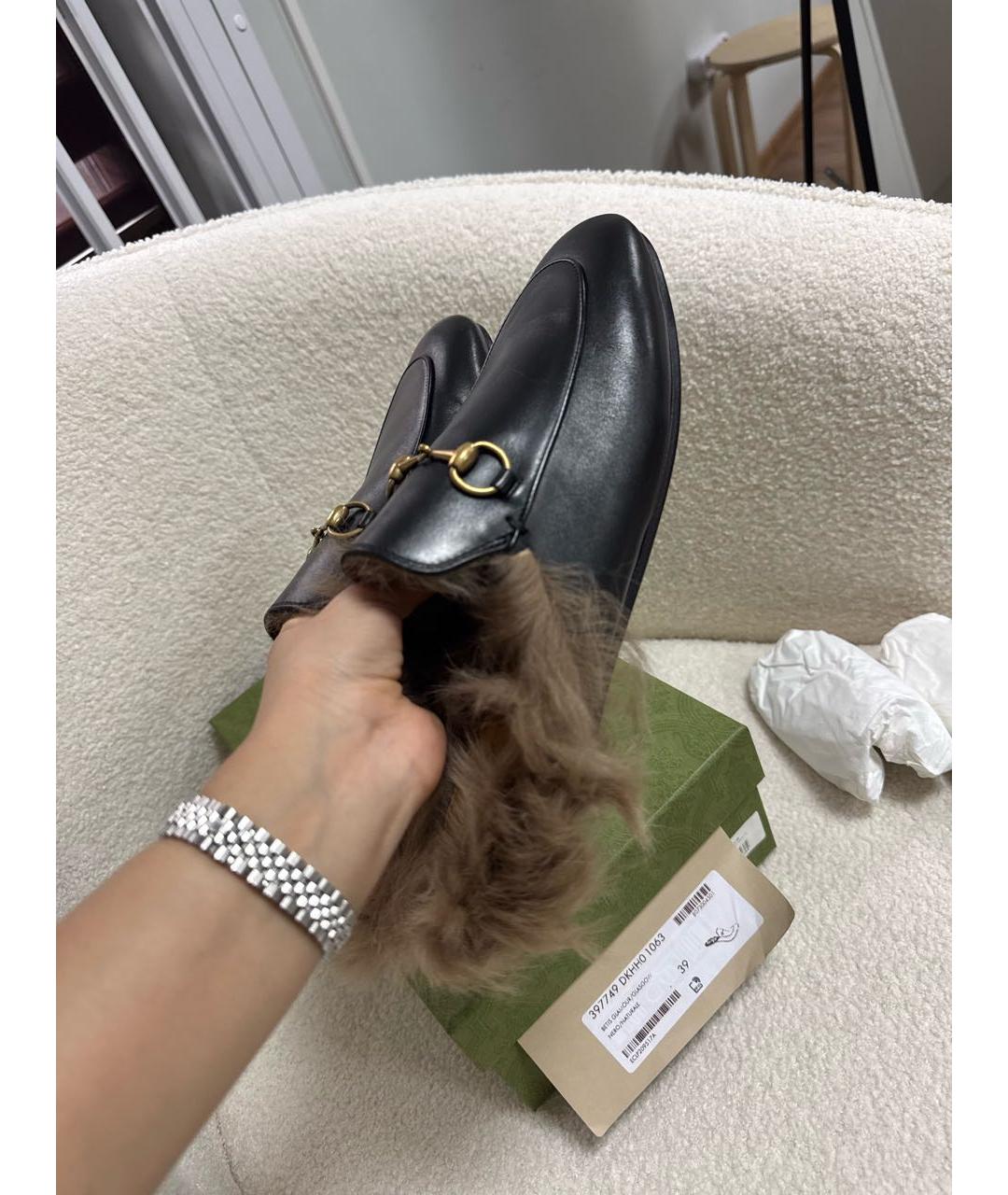 GUCCI Черные кожаные мюли, фото 7