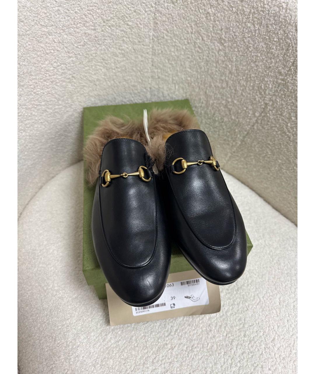 GUCCI Черные кожаные мюли, фото 2