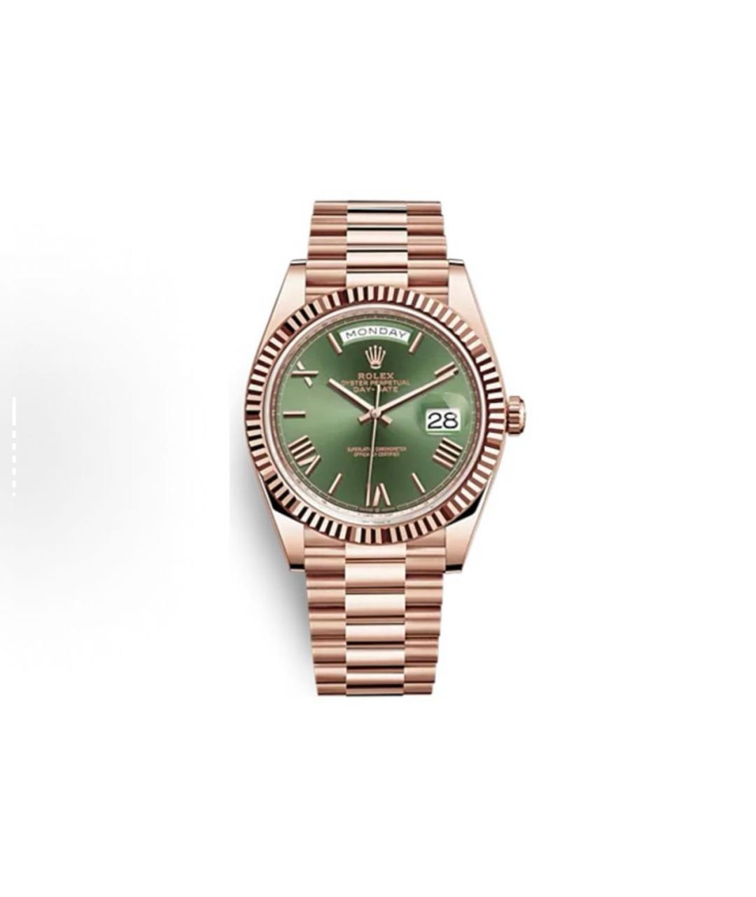 ROLEX Зеленые часы из розового золота, фото 2