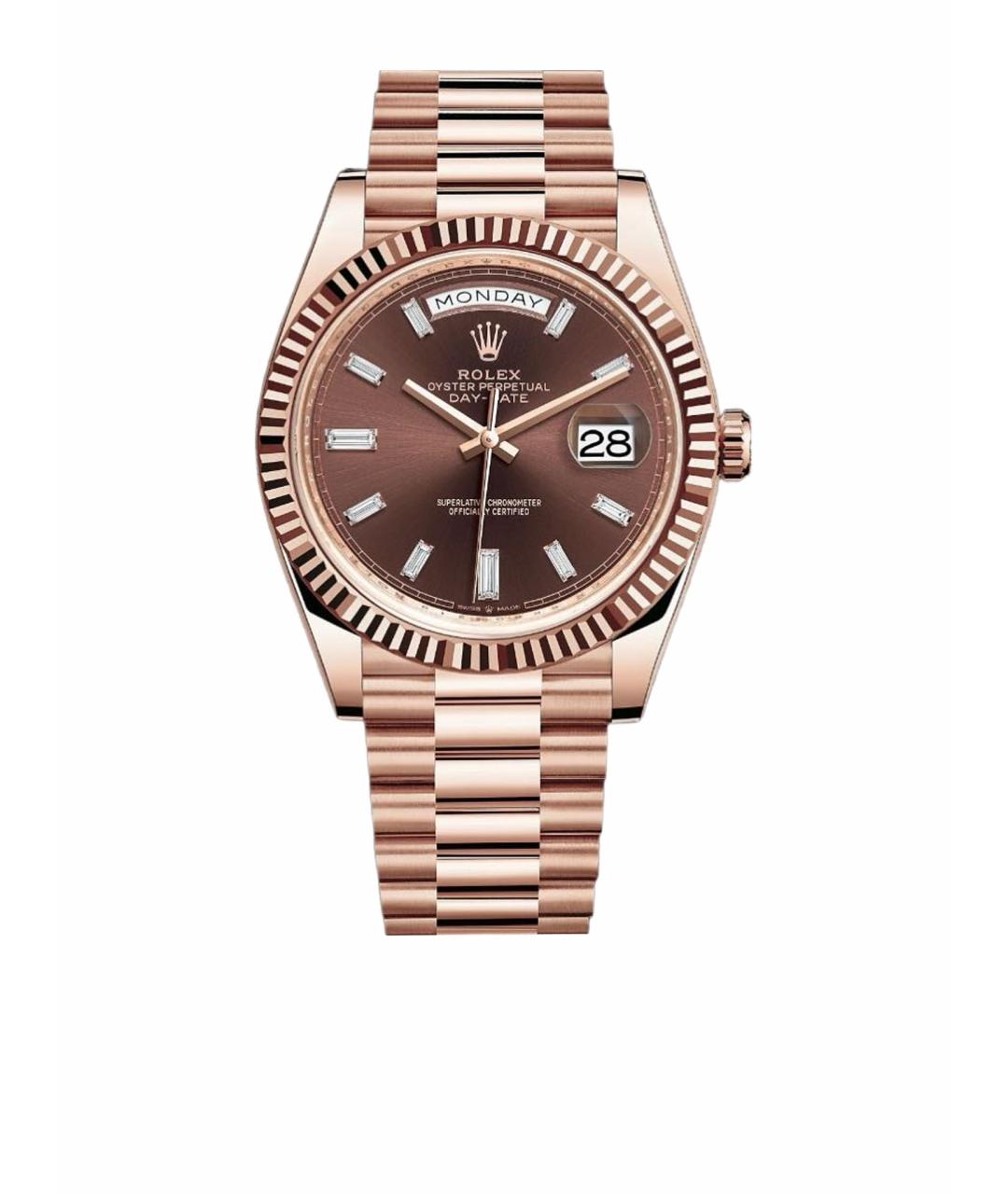 ROLEX Коричневые часы из розового золота, фото 1