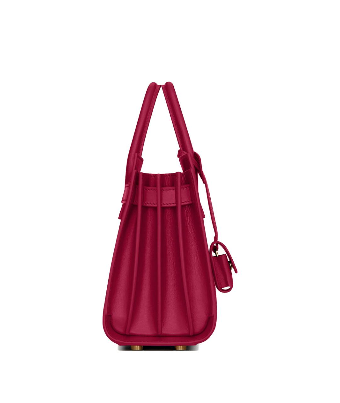 SAINT LAURENT Бордовая кожаная сумка тоут, фото 5