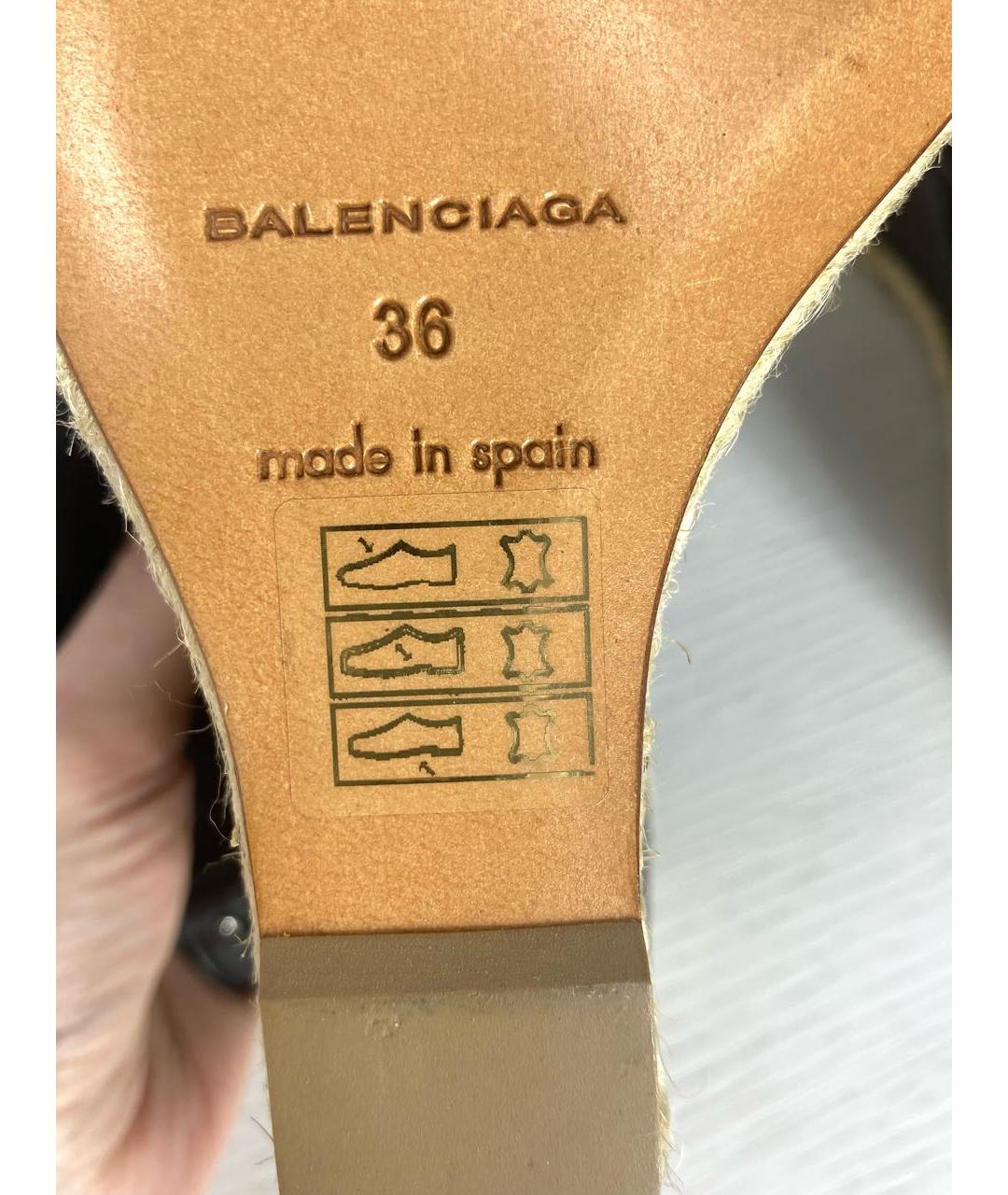 BALENCIAGA Черные кожаные босоножки, фото 6