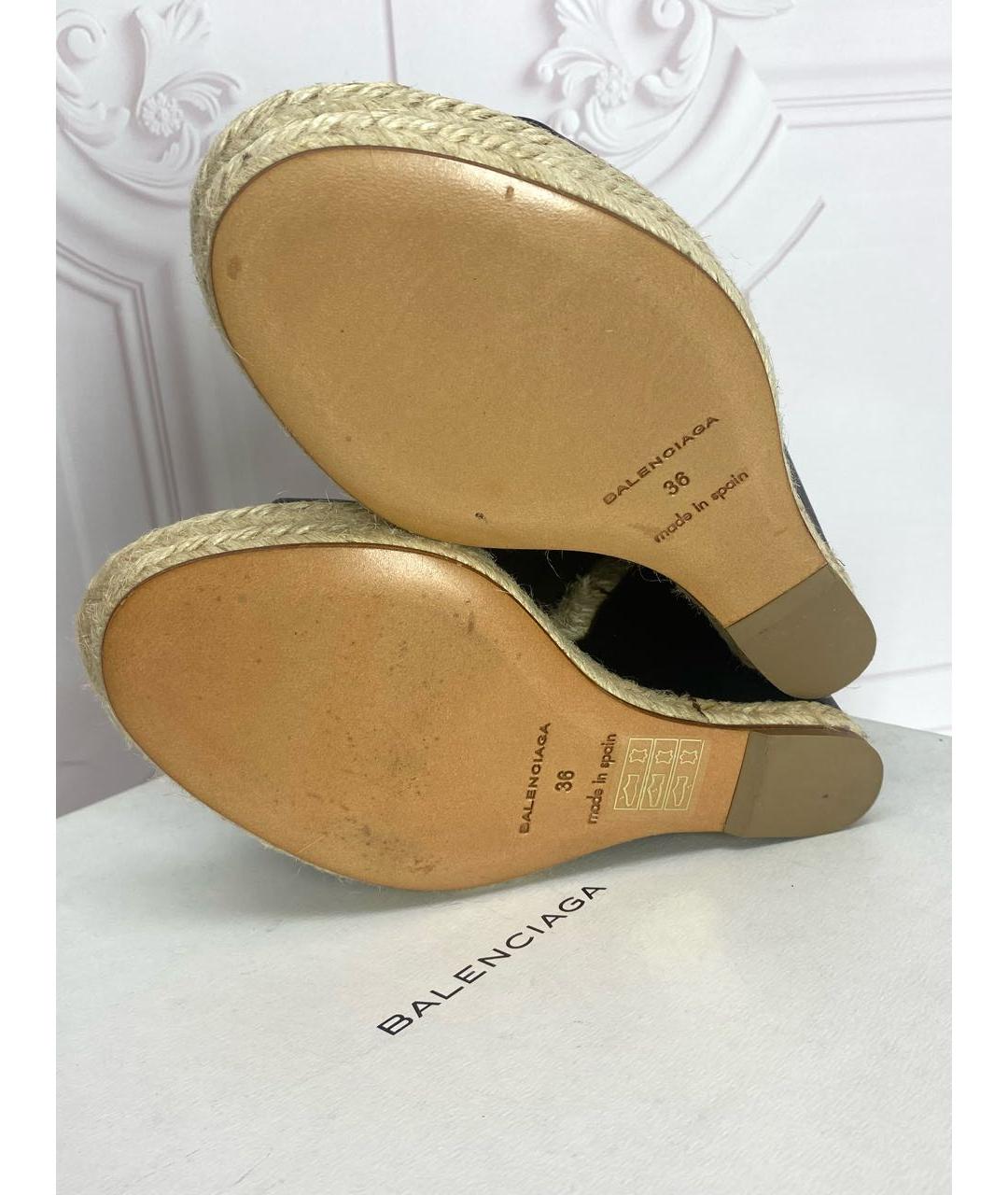 BALENCIAGA Черные кожаные босоножки, фото 8