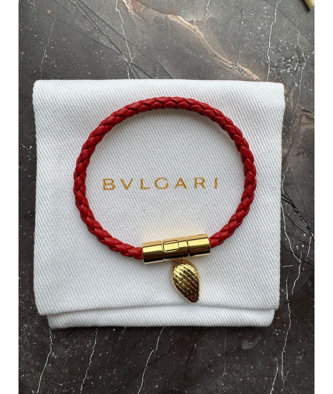 BVLGARI Красный кожаный браслет, фото 3