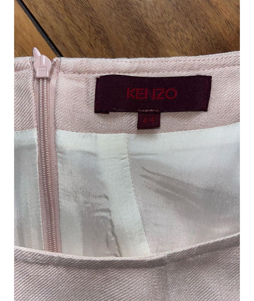 KENZO Розовое льняное повседневное платье, фото 3