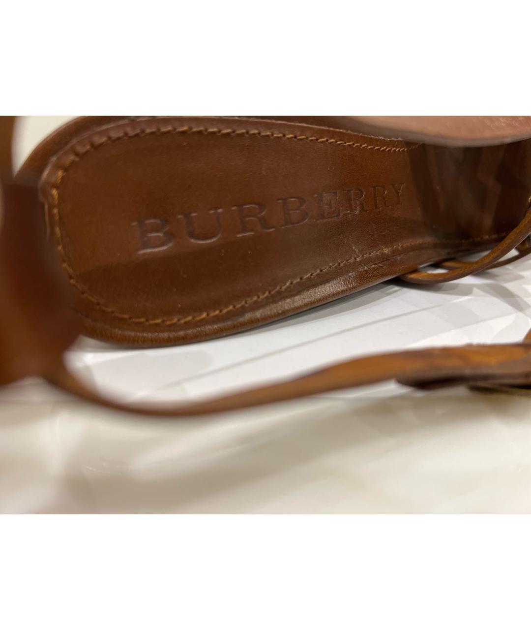 BURBERRY Коричневые кожаные босоножки, фото 5