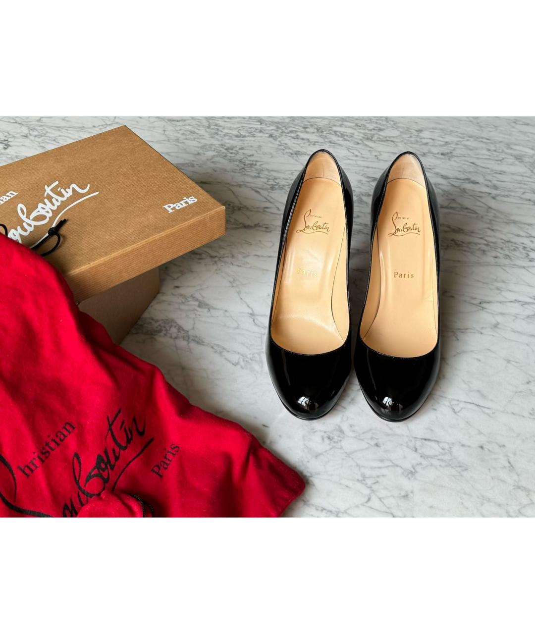 CHRISTIAN LOUBOUTIN Черные туфли из лакированной кожи, фото 2