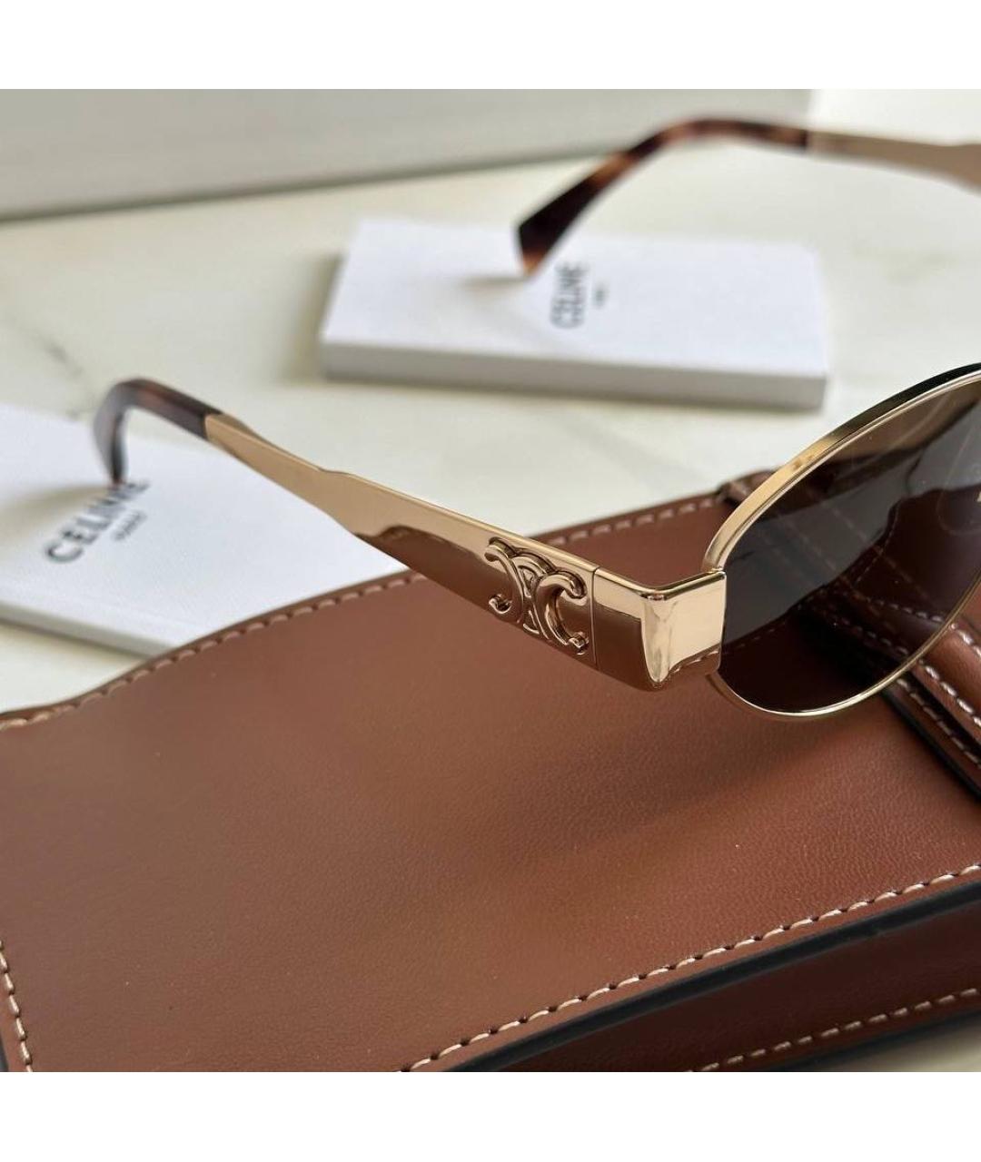 CELINE Коричневые металлические солнцезащитные очки, фото 5