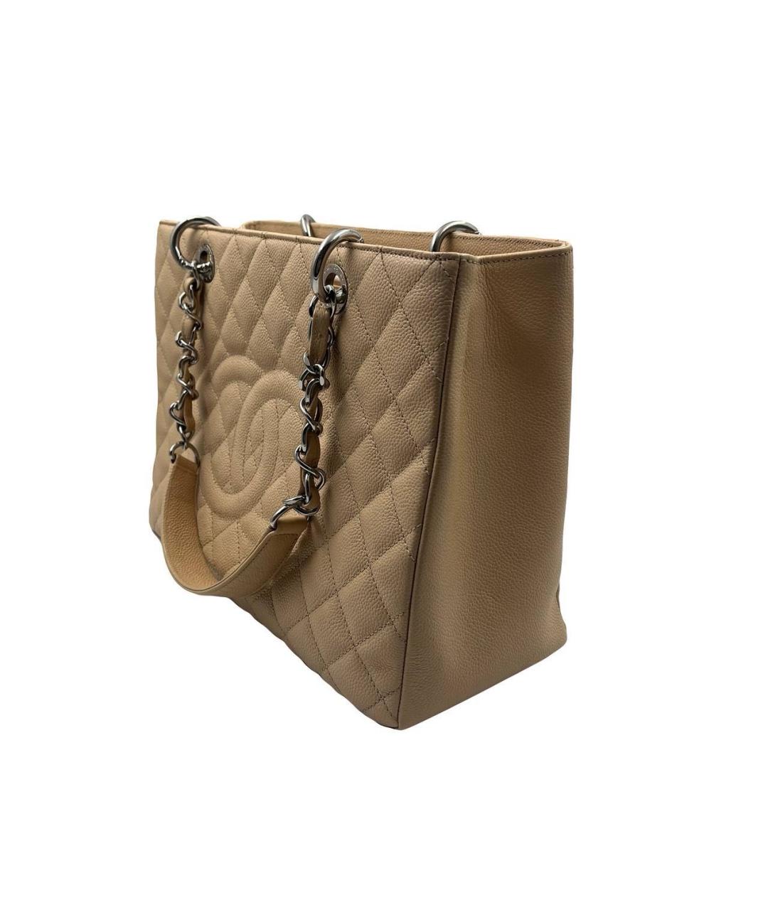 CHANEL Бежевая кожаная сумка тоут, фото 2