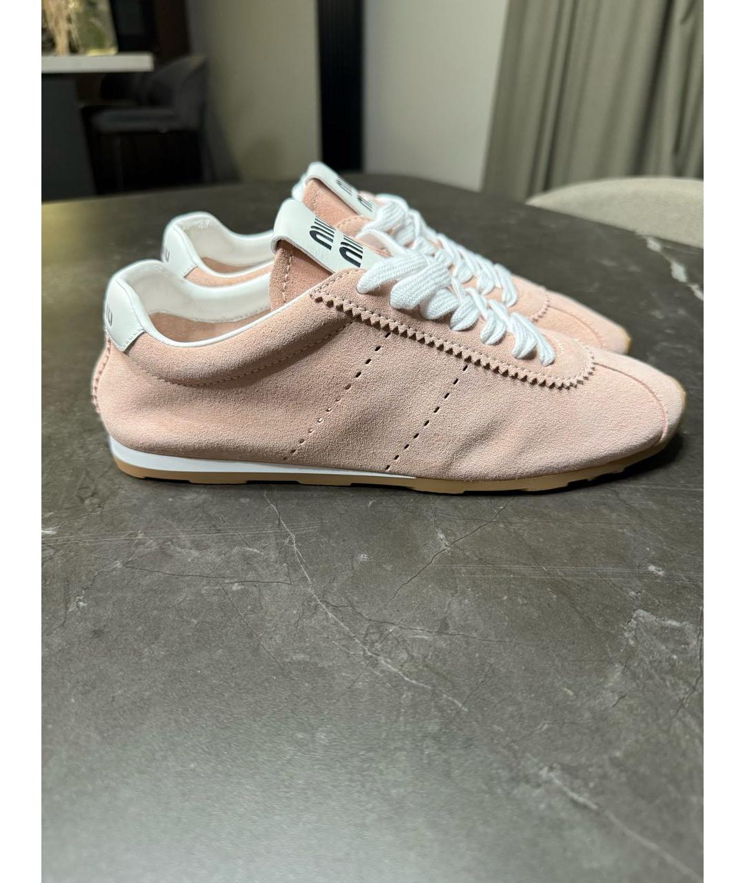 MIU MIU Розовые кожаные кеды, фото 9