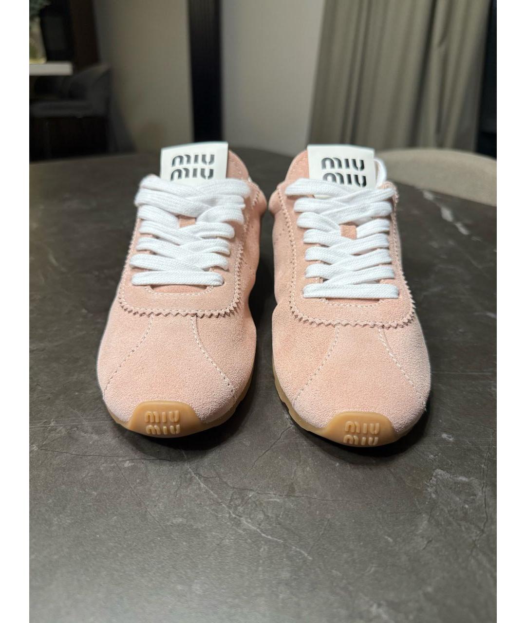 MIU MIU Розовые кожаные кеды, фото 2