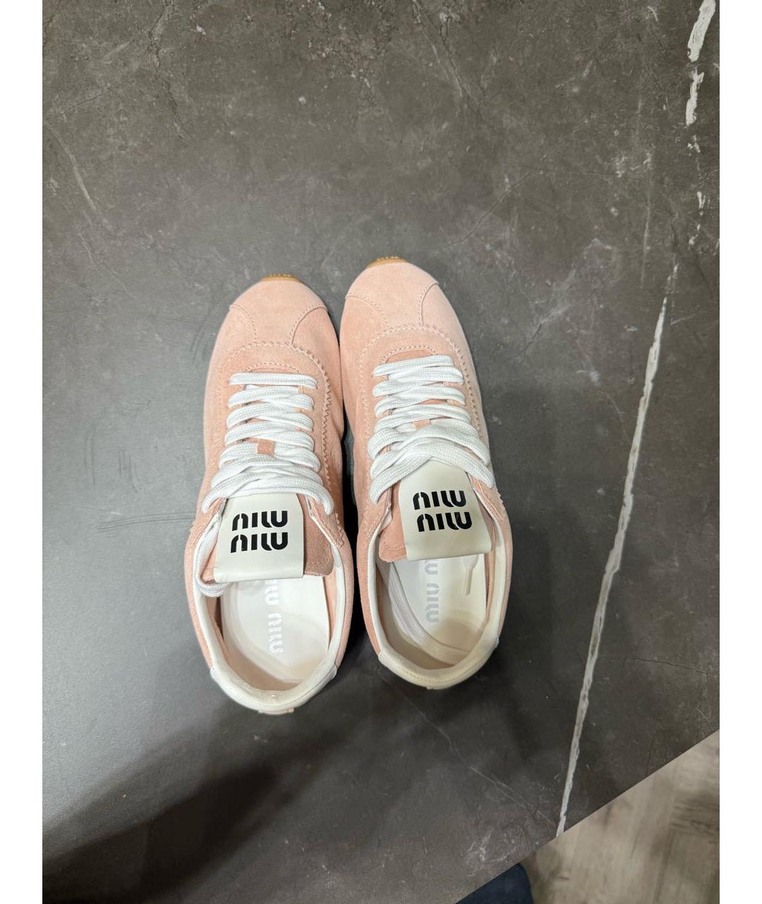 MIU MIU Розовые кожаные кеды, фото 3