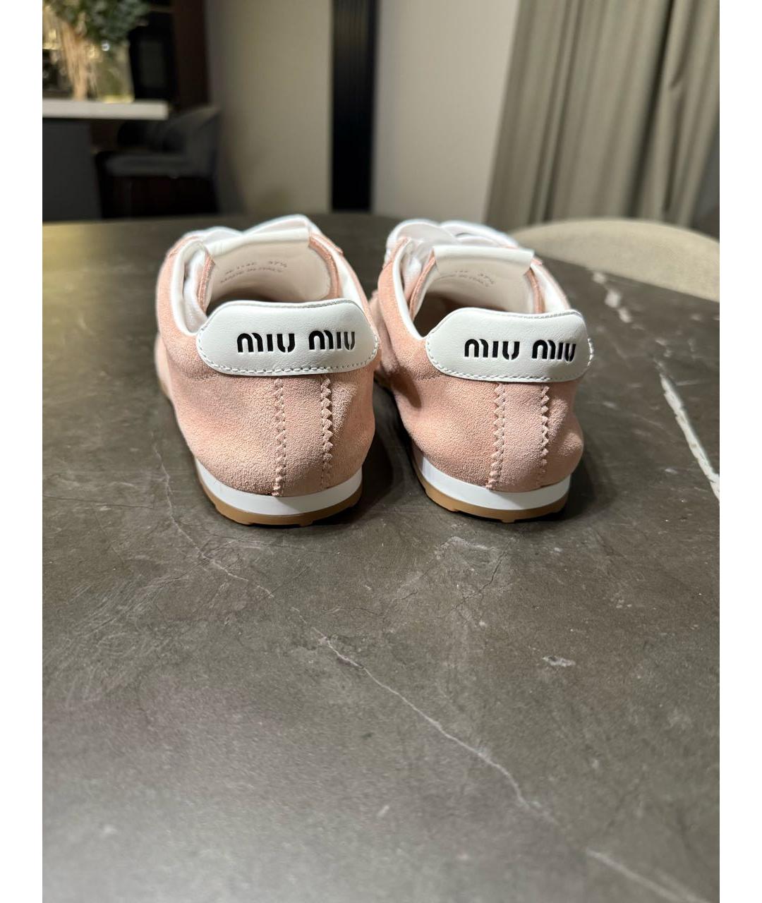 MIU MIU Розовые кожаные кеды, фото 4